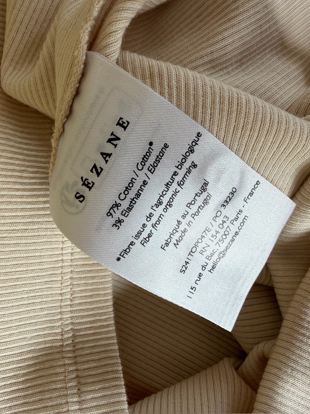 Sezane Cream Ribbed Henley Felicien Tank Top, Cream - Picture 6 of 6